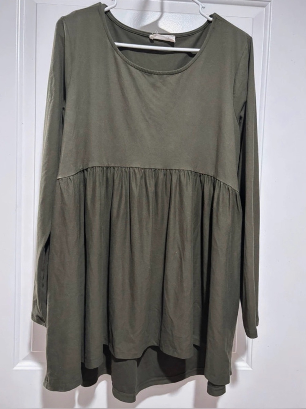 Zenana Women's Olive Green Long Sleeve Babydoll Shirt 1X